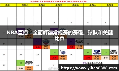 NBA直播：全面解读常规赛的赛程、球队和关键比赛